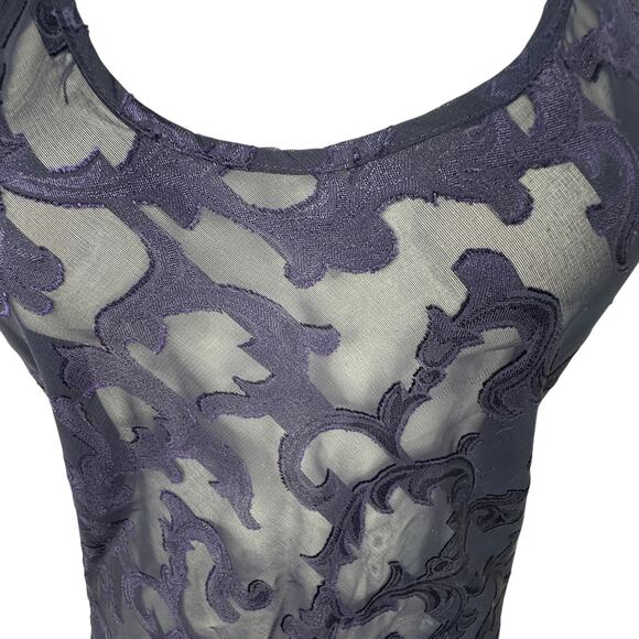 Vintage Victorias Secret Gown Dress Large Sheer Floral 90s Y2K Purple Gold Label - Picture 3 of 11